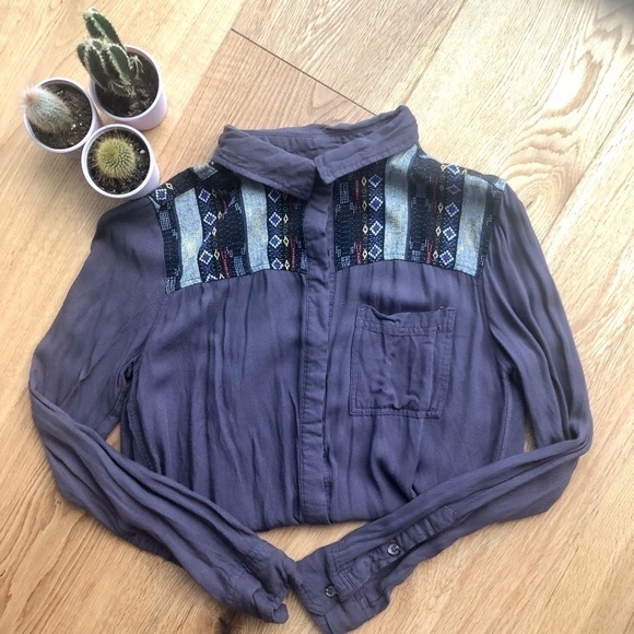 URBAN OUTFITTERS PURPLE EMBROIDERED SHIRT - S - Picture 6 of 9